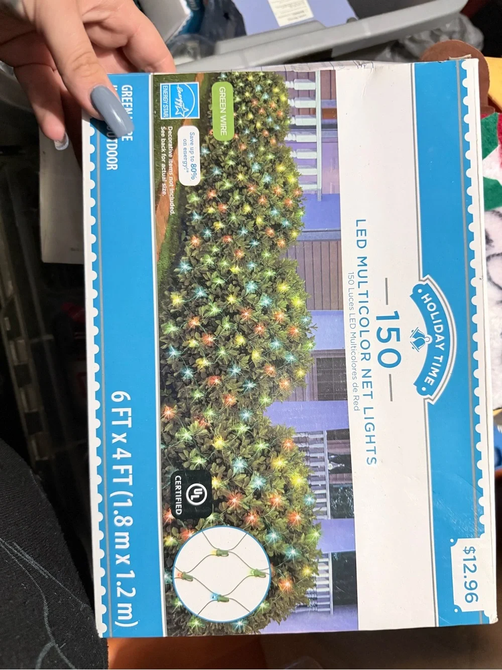 Holiday Time Multicolor LED Net Lights on Green Wire
